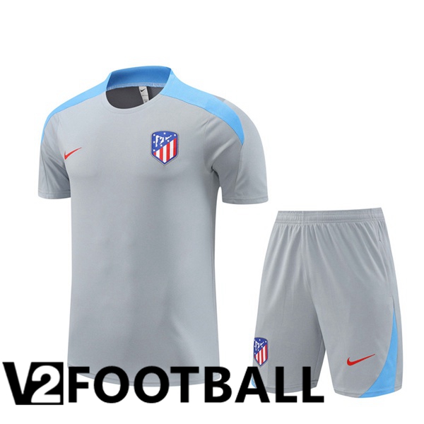 Atletico Madrid kit Training T Shirt + Shorts Grey 2024/2025