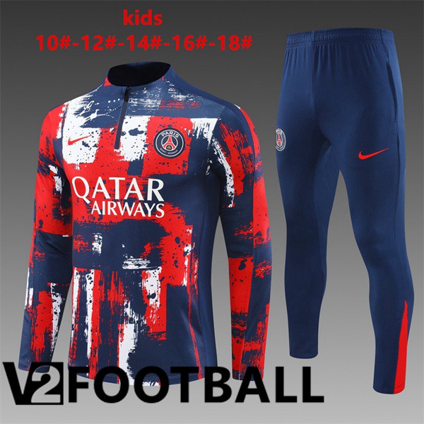 Paris PSG Kids kit Training Tracksuit Blue Royal Red 2024/2025