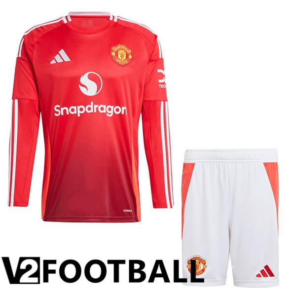 Manchester United Kids Home Soccer Shirt Long sleeve Red 2024/2025