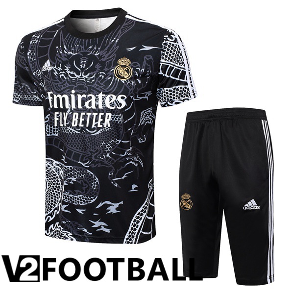 Real Madrid kit Training T Shirt + Shorts Black 2024/2025