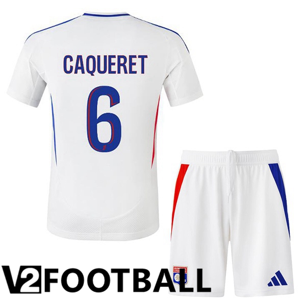 lyon OL (CAQUERET 6) Kids Home Soccer Shirt White 2024/2025