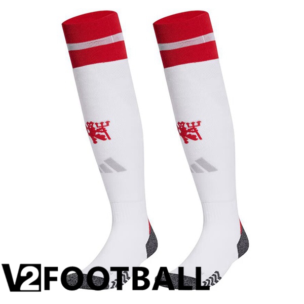 Manchester United Home Soccer Socks White 2024/2025