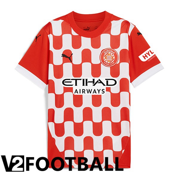 Girona Home Soccer Shirt Red White 2024/2025