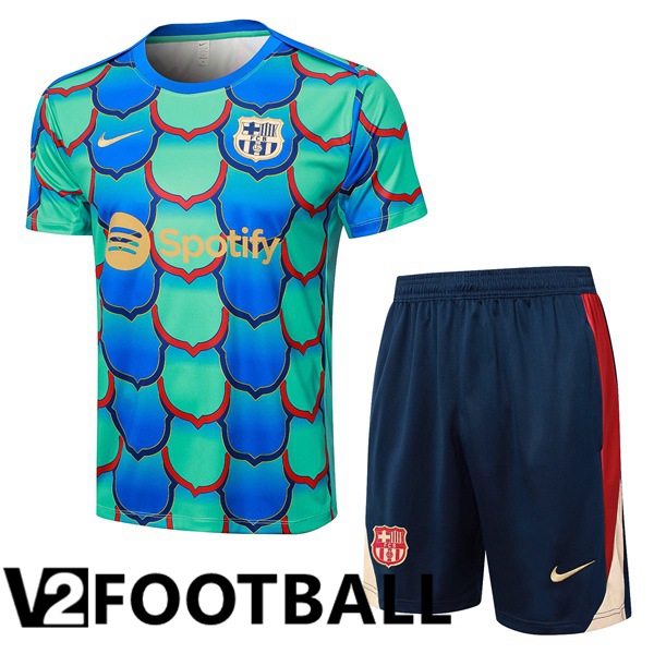FC Barcelona kit Training T Shirt + Shorts Green 2024/2025