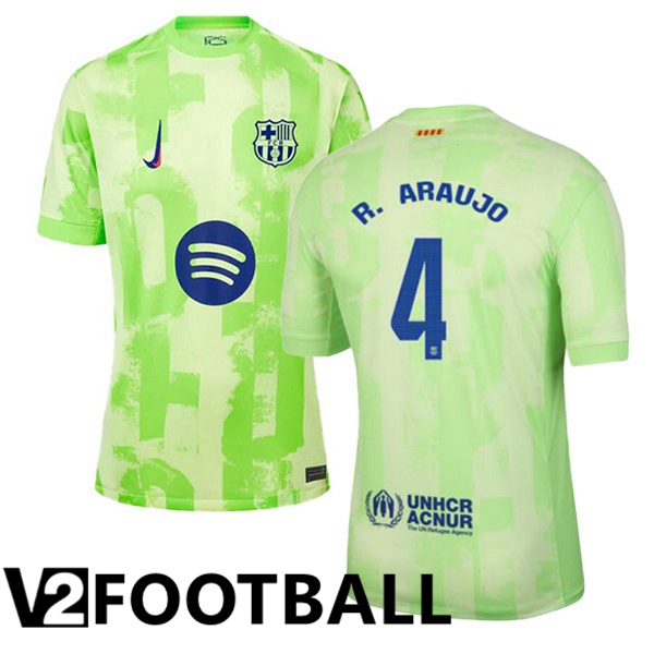 FC Barcelona (R. ARAUJO 4) Third Soccer Shirt Green 2024/2025