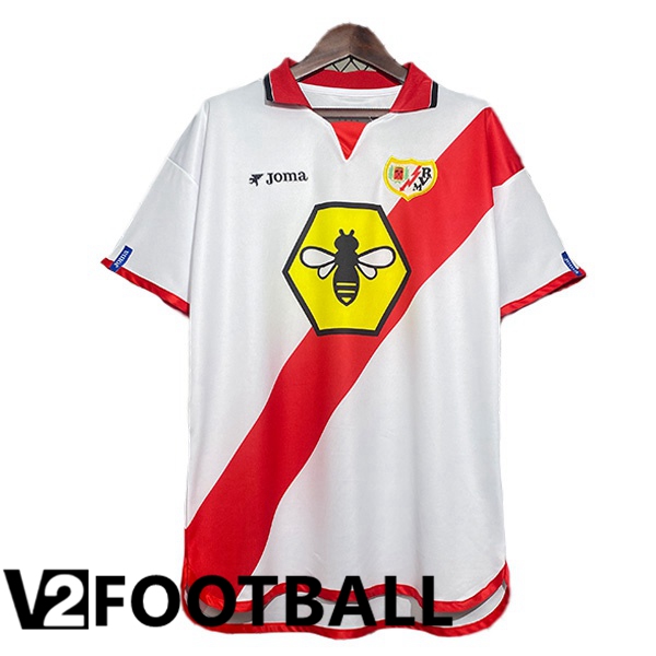 Rayo Vallecano Retro Home Soccer Shirt White Red 2001-2002