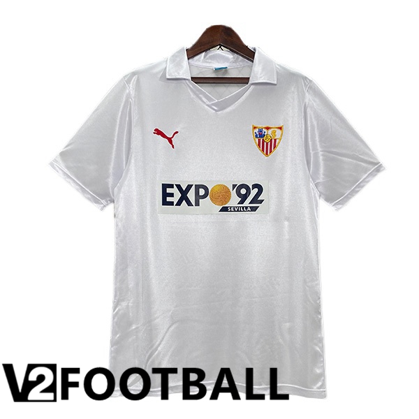 Sevilla FC Retro Home Soccer Shirt White 1987-1990