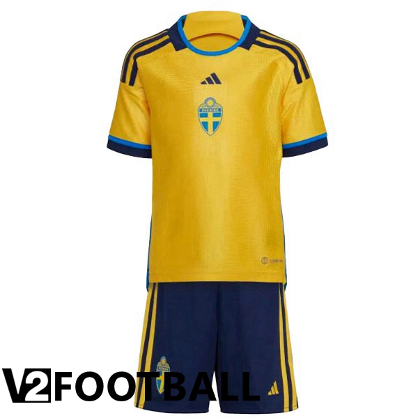 Sweden Kids Home Shirts Yellow 2023/2023