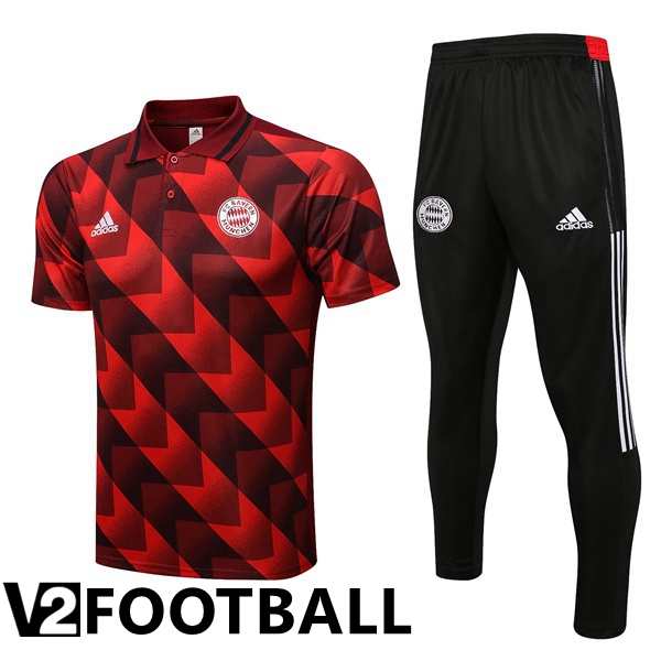Bayern Munich Polo Shirts + Pants Red 2022/2023
