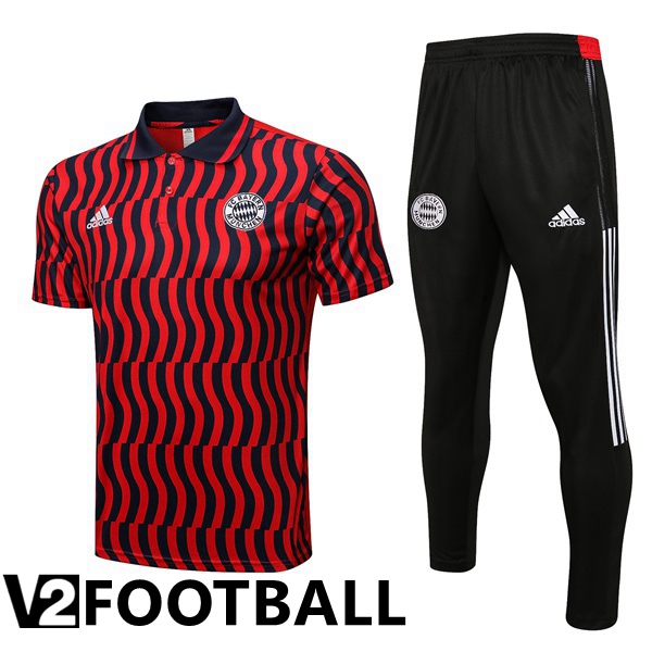 Bayern Munich Polo Shirts + Pants Red 2022/2023