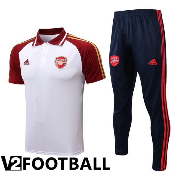 Arsenal Polo Shirts + Pants White Red 2022/2023