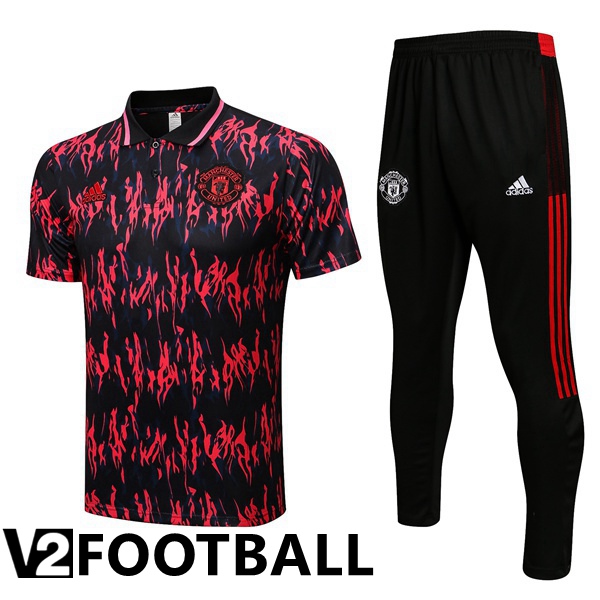 Manchester United Polo Shirts + Pants Black Red 2022/2023