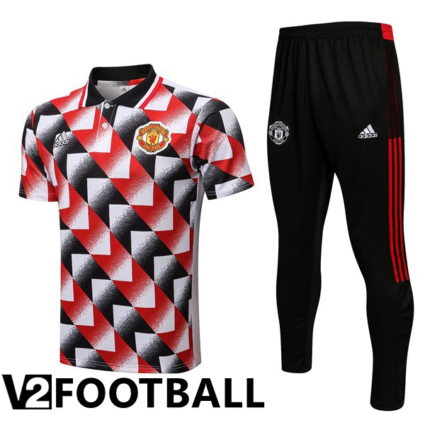 Manchester United Polo Shirts + Pants Black Red White 2022/2023