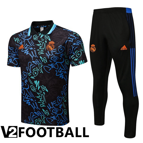 Real Madrid Polo Shirts + Pants Black Blue 2022/2023