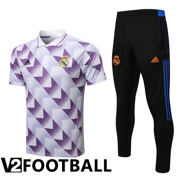 Real Madrid Polo Shirts + Pants White Purple 2022/2023