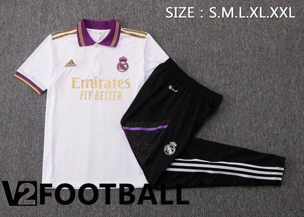 Real Madrid Polo Shirts + Pants White 2022/2023