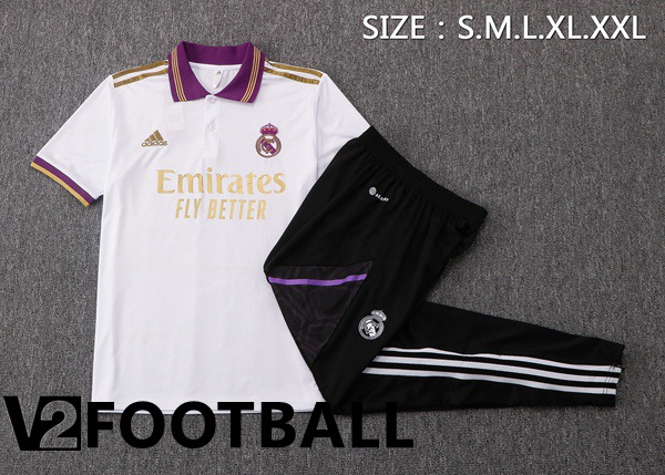 Real Madrid Polo Shirts + Pants White 2022/2023