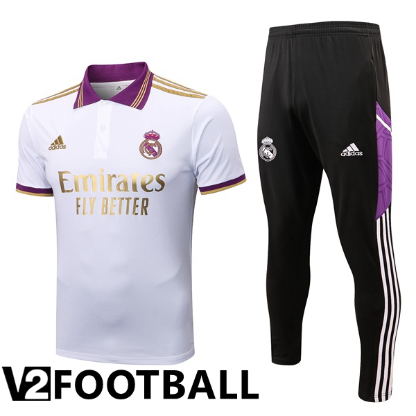 Real Madrid Polo Shirts + Pants White 2022/2023