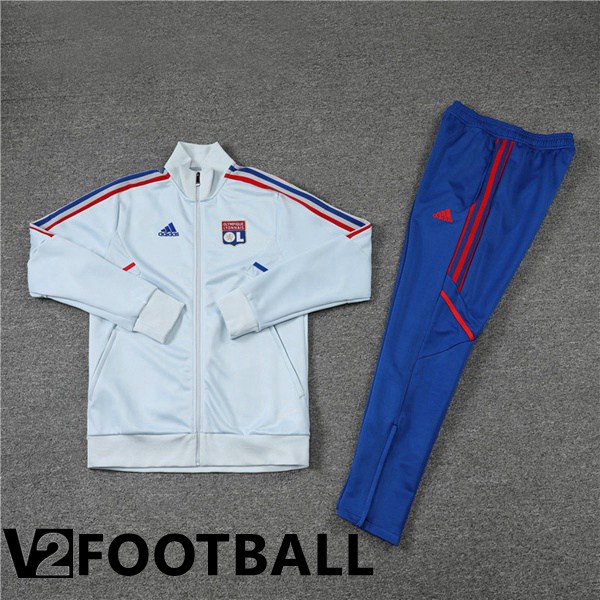 Olympique Lyon Training Jacket Suit Blue Grey 2022/2023