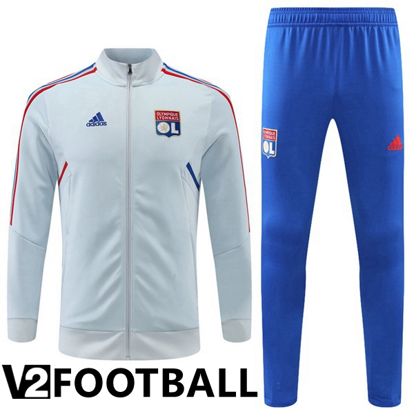 Olympique Lyon Training Jacket Suit Blue Grey 2022/2023