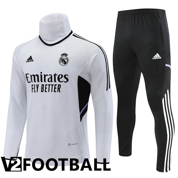 Real Madrid High collar Training Tracksuit White 2022/2023