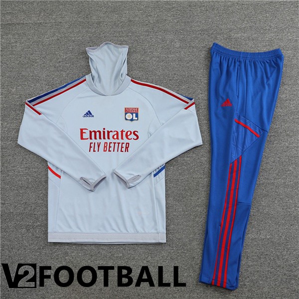 Olympique Lyon High collar Training Tracksuit Grey 2022/2023