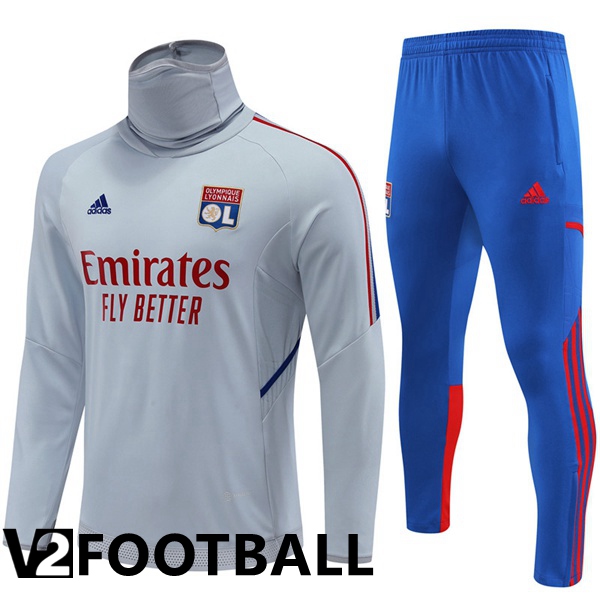 Olympique Lyon High collar Training Tracksuit Grey 2022/2023