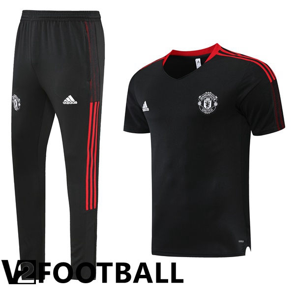 Manchester United Training T Shirt + Pants Black 2022/2023