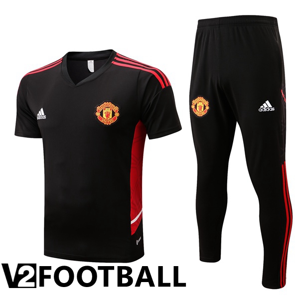 Manchester United Training T Shirt + Pants Black 2022/2023