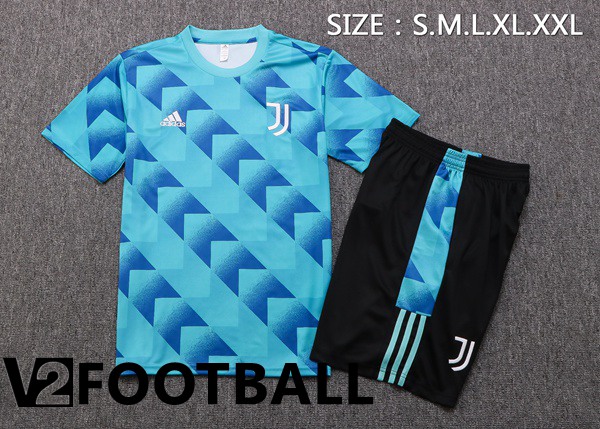 Juventus Training T Shirt + Shorts Blue 2022/2023