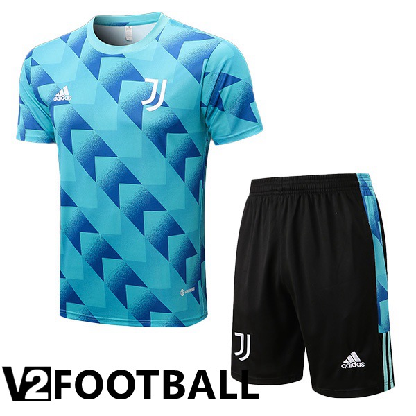 Juventus Training T Shirt + Shorts Blue 2022/2023