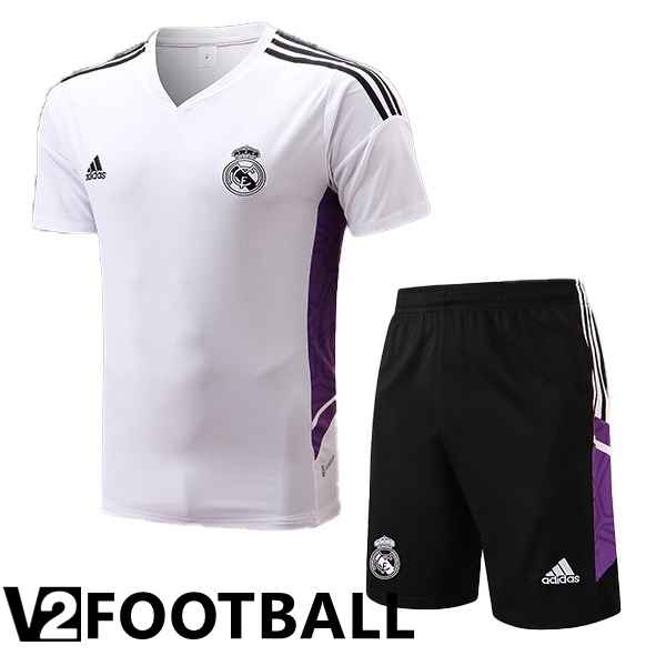 Real Madrid Training T Shirt + Shorts White 2022/2023