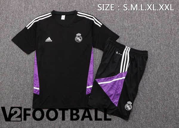 Real Madrid Training T Shirt + Shorts Black 2022/2023