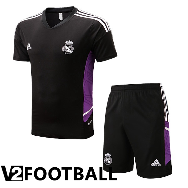 Real Madrid Training T Shirt + Shorts Black 2022/2023