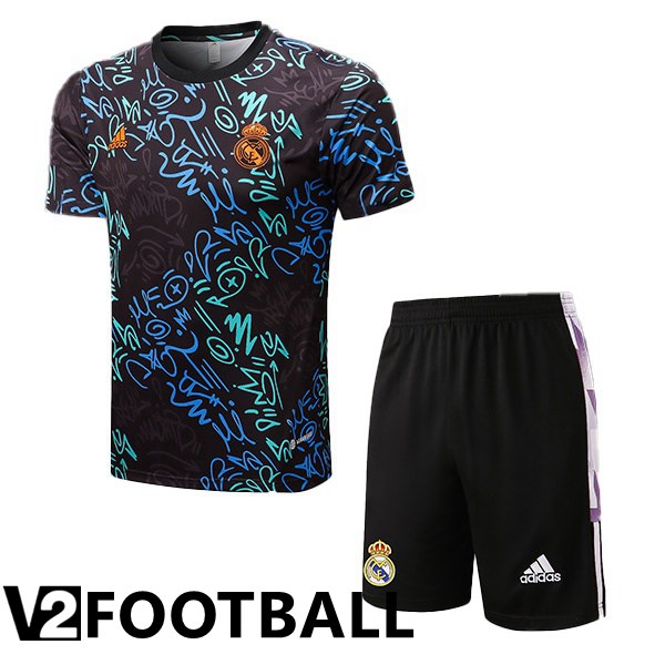 Real Madrid Training T Shirt + Shorts Black 2022/2023