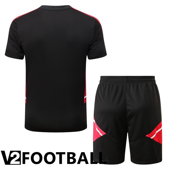 Manchester United Training T Shirt + Shorts Black 2022/2023