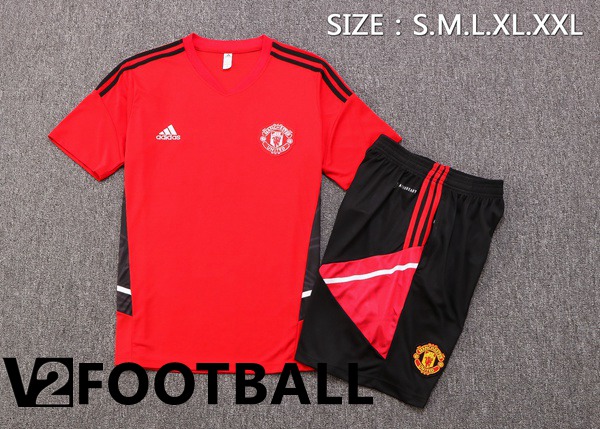 Manchester United Training T Shirt + Shorts Red 2022/2023