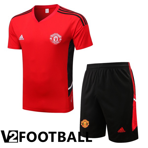 Manchester United Training T Shirt + Shorts Red 2022/2023