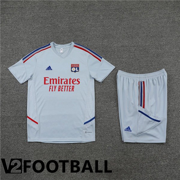 Olympique Lyon Training T Shirt + Shorts Grey 2022/2023