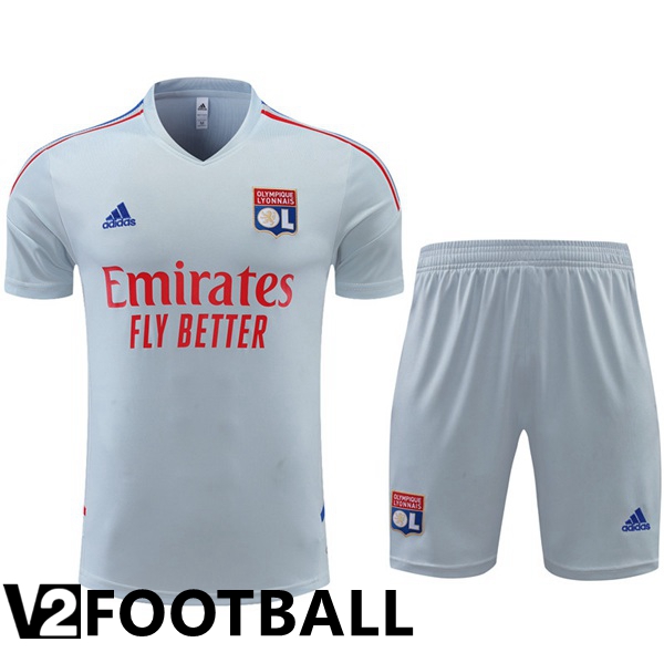 Olympique Lyon Training T Shirt + Shorts Grey 2022/2023