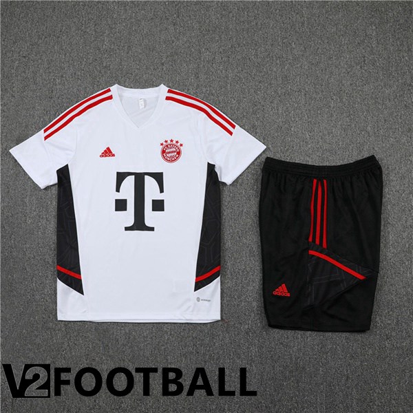 Bayern Munich Training T Shirt + Shorts White 2022/2023