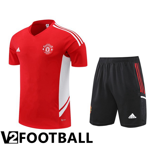 Manchester United Training T Shirt + Shorts Red 2022/2023