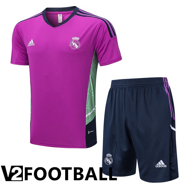 Real Madrid Training T Shirt + Shorts Purple 2022/2023