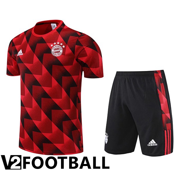 Bayern Munich Training T Shirt + Shorts Red Black 2022/2023