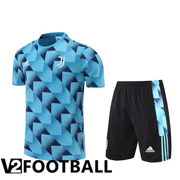 Juventus Training T Shirt + Shorts Blue 2022/2023