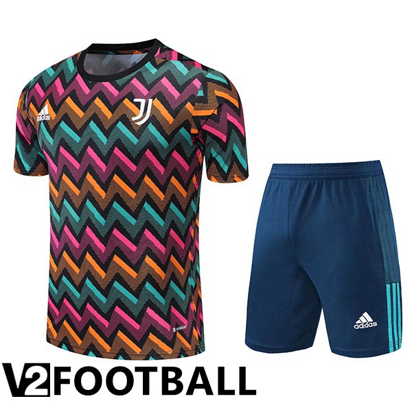 Juventus Training T Shirt + Shorts Green Purple 2022/2023