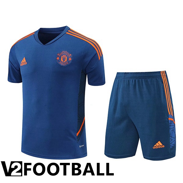 Manchester United Training T Shirt + Shorts Blue 2022/2023