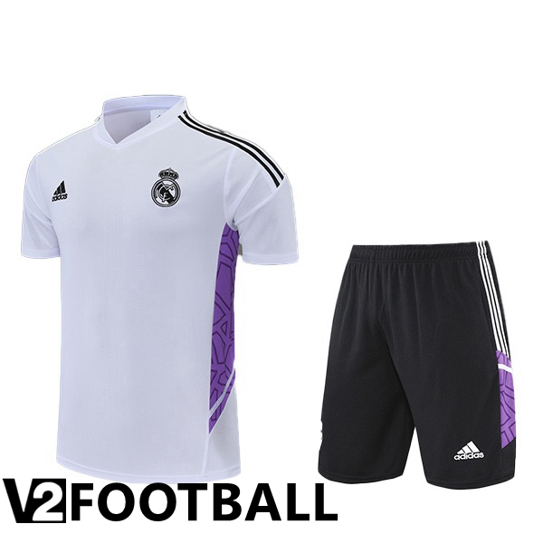 Real Madrid Training T Shirt + Shorts White 2022/2023