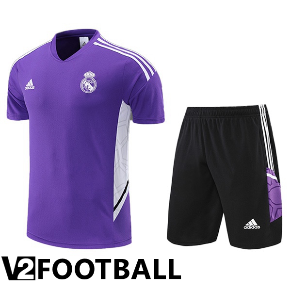 Real Madrid Training T Shirt + Shorts Purple 2022/2023