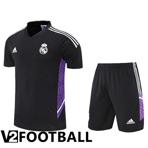 Real Madrid Training T Shirt + Shorts Black 2022/2023